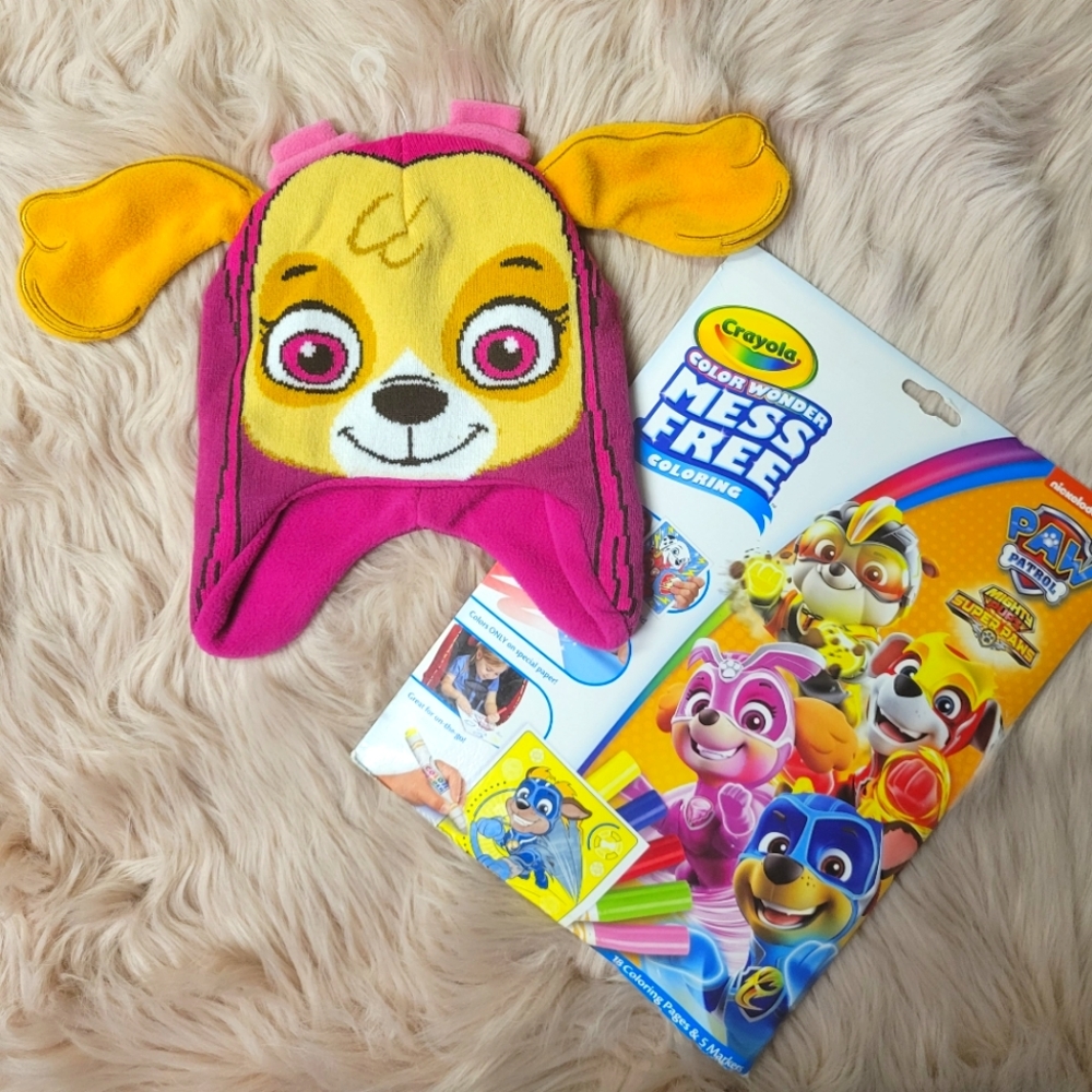 NWOT SKYE PAW PATROL WARM HAT & COLOR WONDER ACTIVITY BOOK